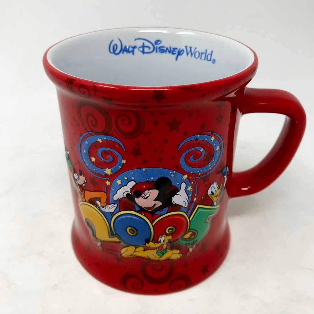 Walt Disney World 4” Mug Cup 2005 Mickey Donald Goofy Coffee Tea w/ Orig Sticker